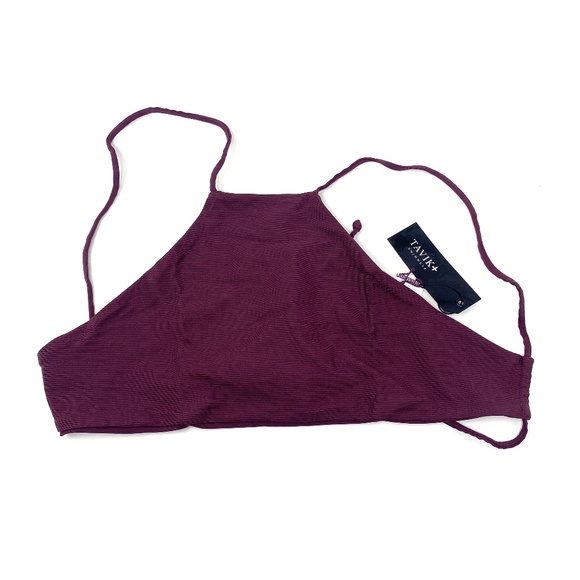 Tavik Women's Ryan Sport Swim TOP ONLY Merlot Ribbed Reversible - Picture 3 of 8